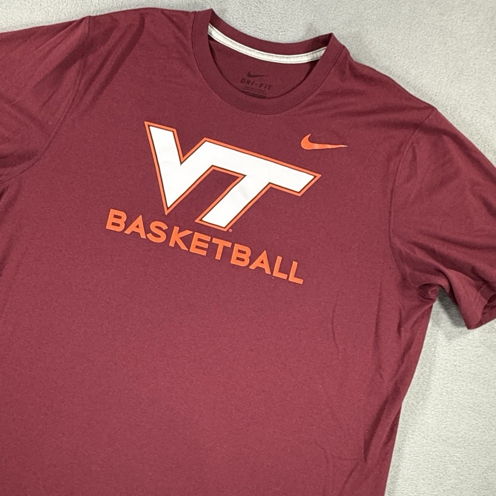 Virginia Tech Hokies Basketball Nike Short Sleeve L Shirt Dri Fit Men's Maroon